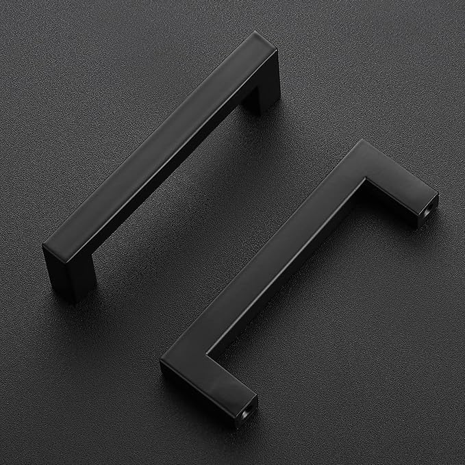 Ravinte 15 Pack Black Cabinet Pulls 4 Inch Square Kitchen Cabinet Handles Matte Black Kitchen Hardware for Drawer Pulls Drawer Handles Come with Screwdriver