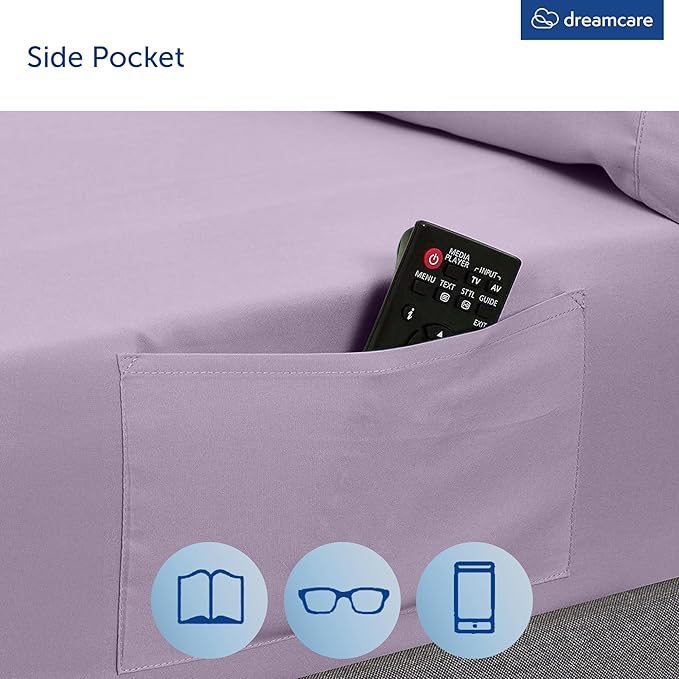 DREAMCARE Queen Sheet Set – 6 pcs Cooling Bed Sheets – up to 15” Deep Sheets Queen Size Bed Set – 2500 Supreme Collection – Extra Soft 100% Brushed Microfiber Hotel Luxury with Side Pocket – Lavender