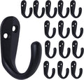 IBosins 15PCS Coat Hooks Wall Mounted Single Prong Robe Hook for Hanging Towel Hooks with 30 Screws for Bags, Hat, Cap, Scarf, Cup (Black)