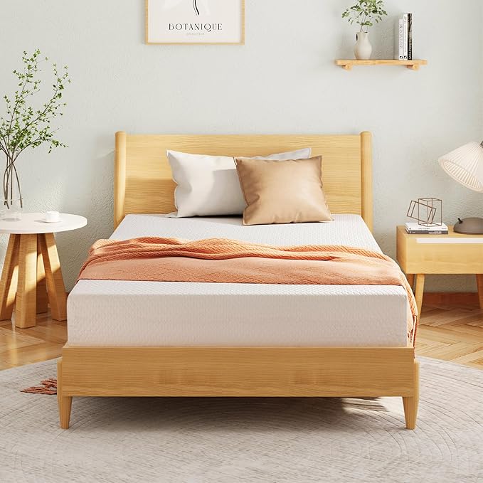 EGOHOME 10 Inch Queen Mattress, Memory Foam Mattress in a Box with Cooling Green Tea Gel, Relieve Pressure with Medium Support, CertiPUR-US Certified, 80''L x 60''W, White