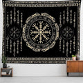 OSUNBD Nordic Vikings Tapestry Large 93x71inches Soft Flannel Vegvsir Symbol Amulet Celtic Rune Scandinavian Aesthetic Mythology Tapestry Wall Hanging for Bedroom Living Room Decor