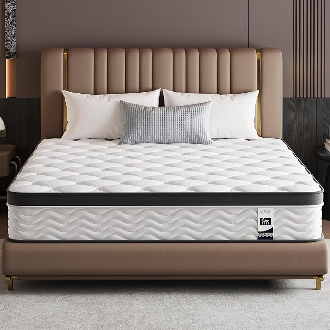 King Size Mattress, Medium Firm Memory Foam & Pocket Spring Hybrid Mattress,12 Inch King Size Mattress in a Box,CertiPUR-US Certified Safe Materials,Ideal for All Sleep Positions,76x80 Inches