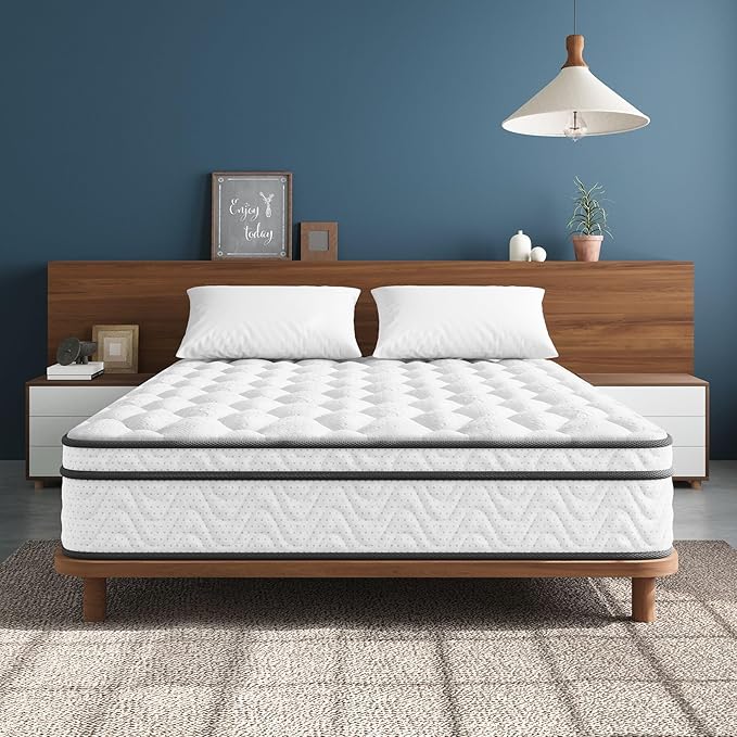 Vesgantti King Mattress 12 Inch, Fiberglass-Free | Cool Sleep Hybrid Mattress in a Box - Memory Foam & Pocket Springs, Ergonomic Design, Pressure Relief, Medium Firm Feel, 76"×80"×12"