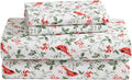 Laura Ashley - Flannel Sheets Full Size, Anti-Pilling & Wrinkle Resistant Cotton, Touchably Soft for All-Season Comfort - Bed Sheets with Matching Pillowcases & Fitted Sheet (Jolly Cardinals Green)