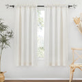 RYB HOME Linen Textured Semi Sheer Curtains Half Privacy Light Glare Filtering Breezy Airy Window Decor for Bedroom Bathroom Living Room, Linen, 34 inch Wide x 63 inch Long, 2 Panels