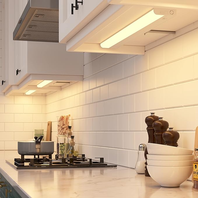 GETINLIGHT 30-inch Hardwired Only LED Under Cabinet Lighting, Soft White(3000K), Dimmable, Matte White Finished, ETL Listed, IN-0201-14-WH