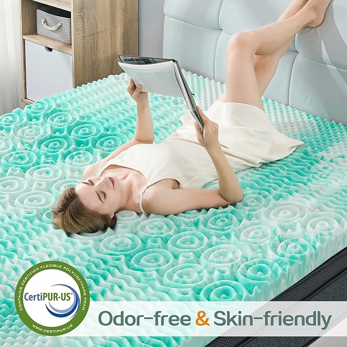 SINWEEK 2 Inch Memory Foam Mattress Topper Twin XL, Twin Extra Long Mattress Pads for College Dorm Single Bed, Pressure Relieve CertiPUR-US Certified, 39x80 Inches, Green