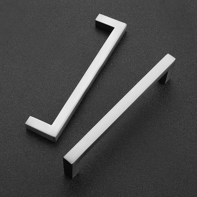 Ravinte 10 Pack Solid 5 Inch Center to Center Slim Square Bar Dresser Drawer Handles Kitchen Cabinet Handles Brushed Nickel Drawer Pulls Kitchen Cabinet Hardware Pulls