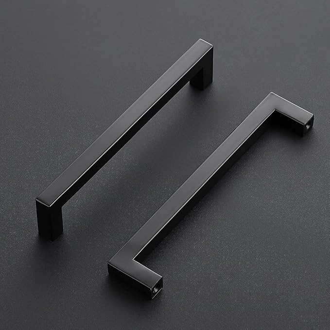 Ravinte 5 Pack Square Cabinet Pulls 6-1/4 Inch Black Kitchen Cabinet Handles Matte Black Kitchen Hardware for Drawer Pulls Drawer Handles Come with Screwdriver