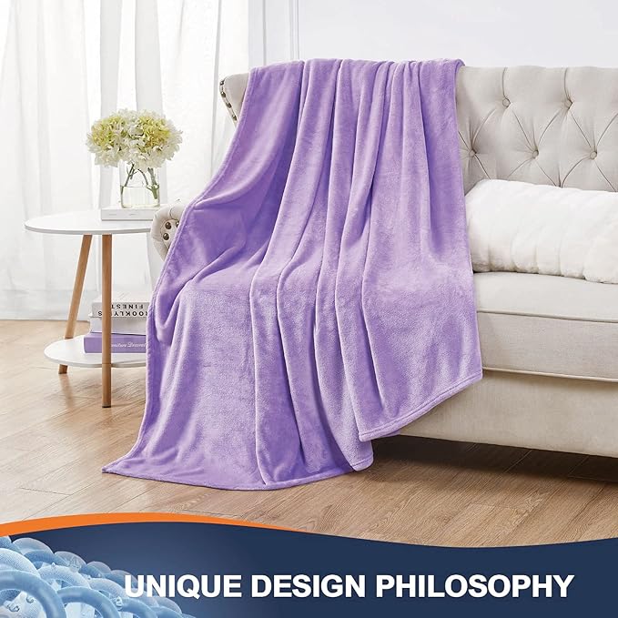 Walensee Fleece Blanket Plush Throw Fuzzy Lightweight (Twin Size 60x80 Lavender) Super Soft Microfiber Flannel Blankets for Couch, Bed, Sofa Ultra Luxurious Warm and Cozy for All Seasons