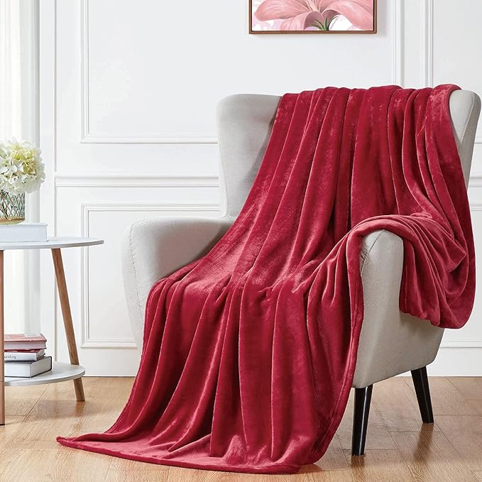 Walensee Fleece Blanket Plush Throw Fuzzy Lightweight (XL-Twin Size 66x90 Red) Super Soft Microfiber Flannel Blankets for Couch, Bed, Sofa Ultra Luxurious Warm and Cozy for All Seasons