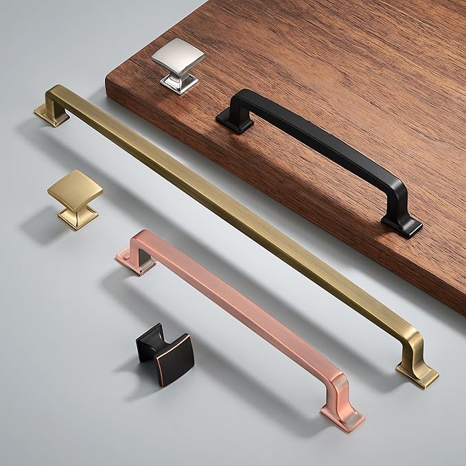 KHTUMEWARE 6 Pack 6-1/4 Inch Cabinet Handles - Champagne Bronze and Warm Brass Drawer Pulls