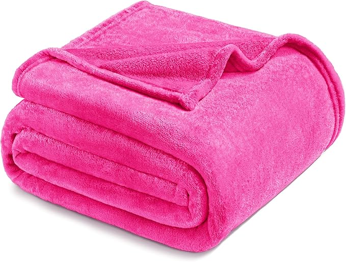Exclusivo Mezcla Fleece Blanket King Size for Bed, Super Soft and Warm, All Season Use, Cozy, Plush, Lightweight, 90x104 Inches, Hot Pink