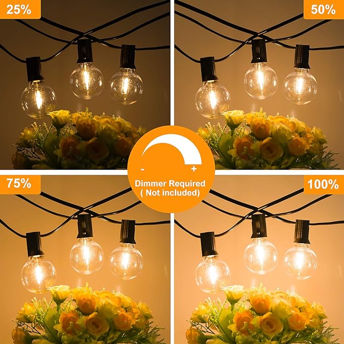 120FT Outdoor G40 LED Globe String Lights Dimmable Waterproof Shatterproof Light Strings with 60 Bulbs Connectable Commercial Hanging Lights for Christmas Patio House Backyard Balcony Party
