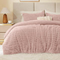 BEDELITE Fleece King Comforter Set -Super Soft & Warm Fluffy Pink Faux Fur Bedding, Luxury Fuzzy Heavy Bed Set for Winter with 2 Pillow Cases