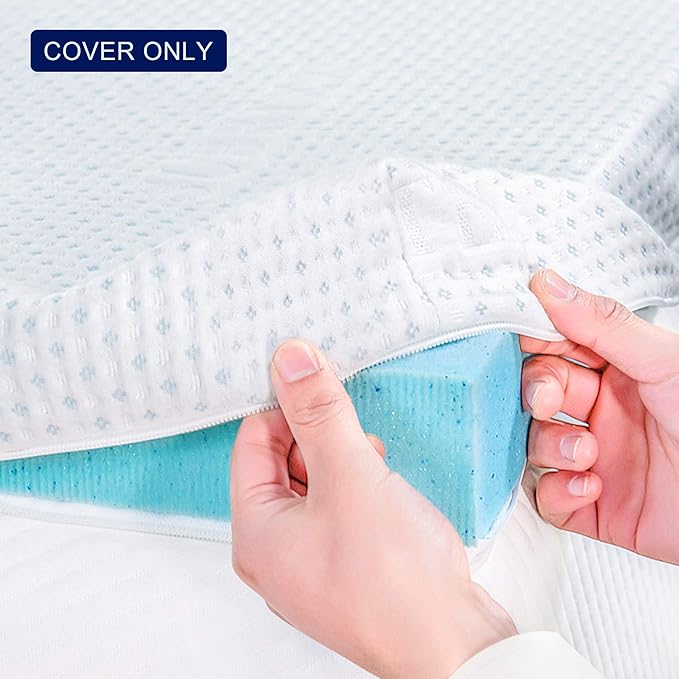 Subrtex 4 Inch Mattress Topper Cover (Only Cover) Mattress Topper Protector Bedding Rayon Made from Bamboo Removable Mattress Encasement with Zippers, CK