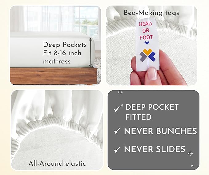 California Design Den 2-Pack Full 100% Cotton Sateen 400 Thread Count Sheets - Extra Soft, Breathable & Cooling Sheets, Wrinkle Resistant, 2 Sets of Deep Pocket Bed Sheets - Ivory (Pale Tone)