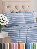 Twin 4 Piece Sheet Set - Comfy Breathable & Cooling - Soft Hotel Luxury Bedding Set with 8-16 Inch Deep Pockets - 1 Flat & 1 Fitted Sheet & 2 Pillowcases - Wrinkle Free & Easy Care - Blue Stripes 3