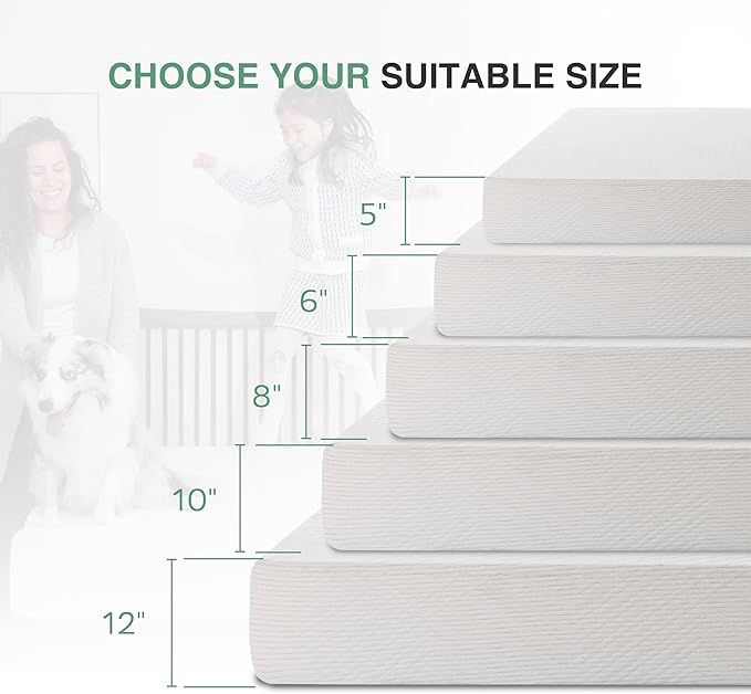 Queen Mattress in a Box, 10 inch Mattresses for Platform Bed Double Size Daybed, Green Tea Memory Foam Medium Firm