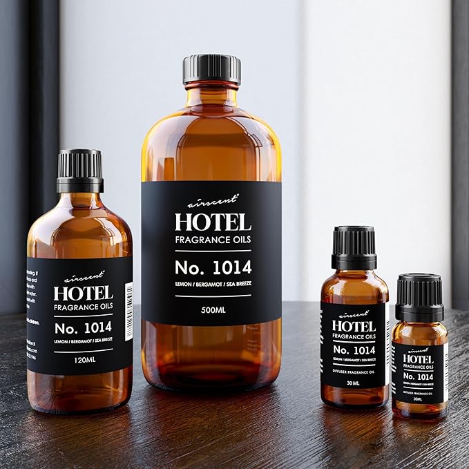 AirScent Hotel Diffuser Oil No. 1014 Inspired by The Iconic 5-Star Hotel Coastal Blend - Lemon, Bergamot & Sea Breeze - 120 mL Fragrance Oil for Ultrasonic and Waterless Diffusers and Crafting