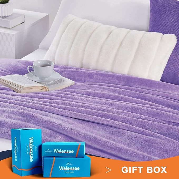 Walensee Fleece Blanket Plush Throw Fuzzy Lightweight (Twin Size 60x80 Lavender) Super Soft Microfiber Flannel Blankets for Couch, Bed, Sofa Ultra Luxurious Warm and Cozy for All Seasons