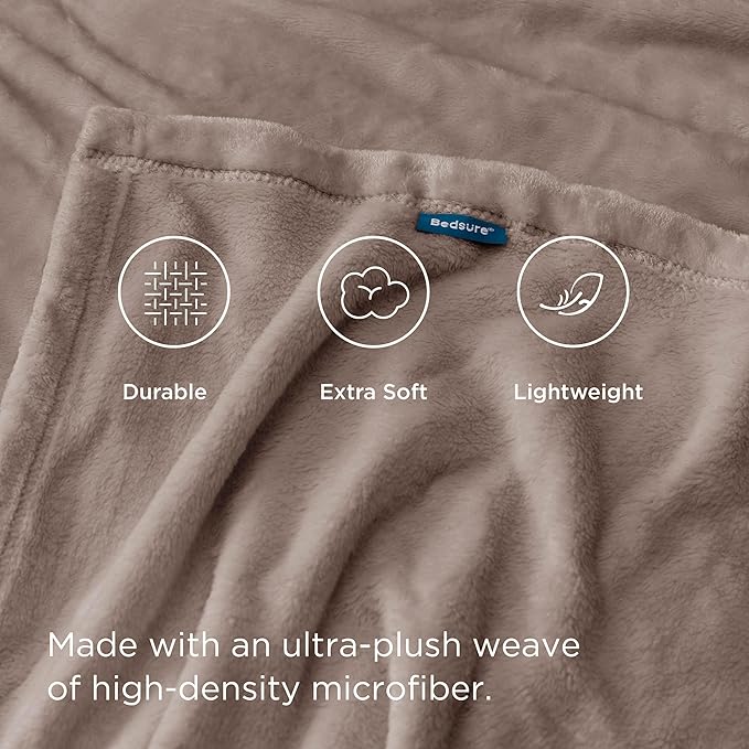 Bedsure GentleSoft Fleece Throw Blanket for Couch Mocha Brown - Lightweight Plush Fuzzy Cozy Soft Blankets and Throws for Sofa, 50x60 inches