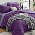 HEVUMYI Purple & Light Purple Full Comforter Set - 7-Piece All Season Bed in a Bag Full, Ultra Soft Bedding Set with Comforter, Flat Sheet, Fitted Sheet, Pillowcases, Pillow Shams