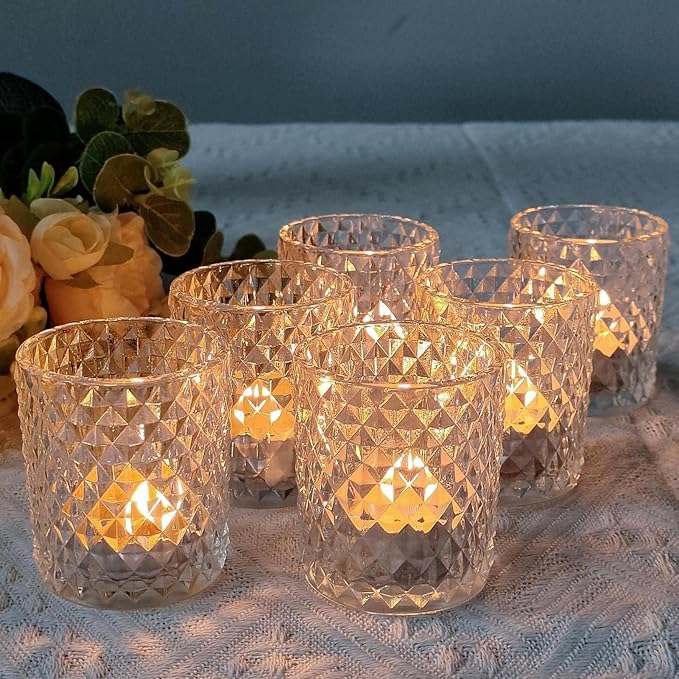 Woho 24pcs Clear Votive Candle Holders, Glass Tea Lights Candle Holder for Wedding Decor, Tealight Candle Holder for Gift Home Decoration