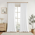 KangBang Pinch Pleated White Curtains Blackout 102 Inches Long-Pinch Pleat Linen Drapes 2 Panels Set for Living Room Dining with Hooks, Soft Elegant Window Treatments with Hooks,40Wx102L, Pure White