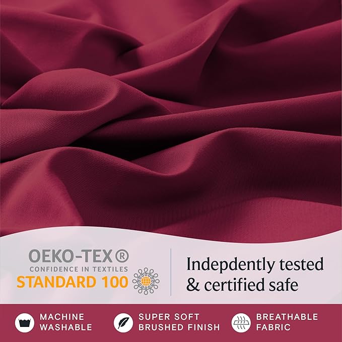LuxClub Twin XL Sheets - Soft Twin Bed Sheets for-Boys-and-Girls-3 PC Deep Pockets Wrinkle Free-Kids-Fitted Sheets Machine Washable Hotel Bedding Silky Soft - Burgundy Twin XL