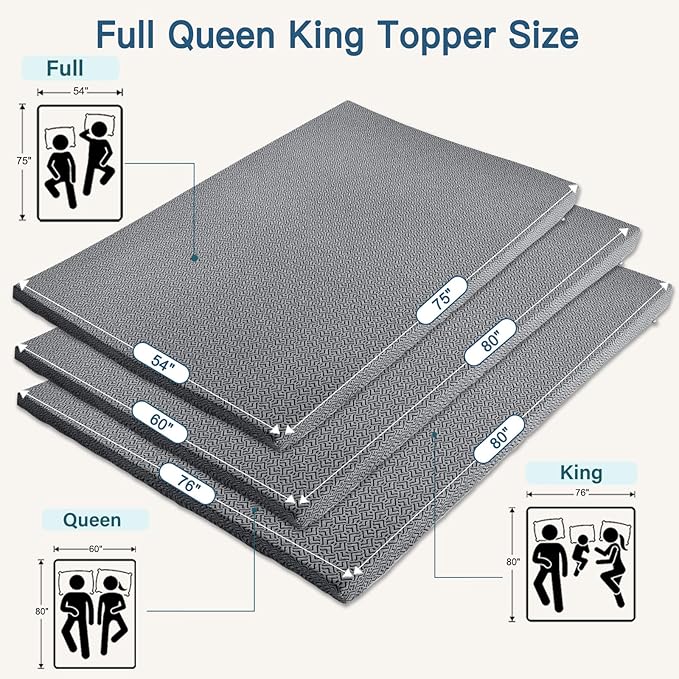 Airensky 4 Inch Memory Foam Mattress Topper, Cooling Gel Infused High Density Full (54"x75") Topper with Removable Cover, Bed Topper for Pressure Relief Back Pain, CertiPUR-US Certified, Gray