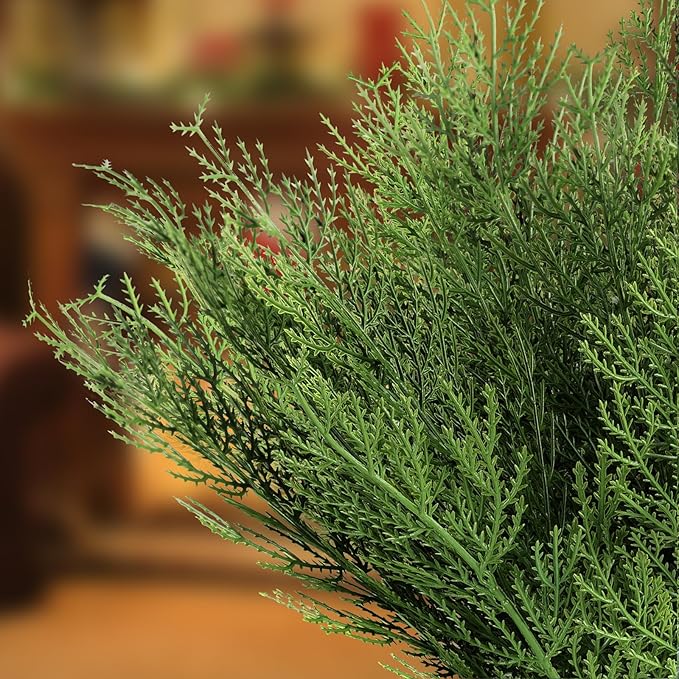 Hananona 120 Pcs Artificial Faux Greenery Sprigs and Twigs - Pine and Cedar Stems for Christmas Holiday DIY, 120 Pieces, Green