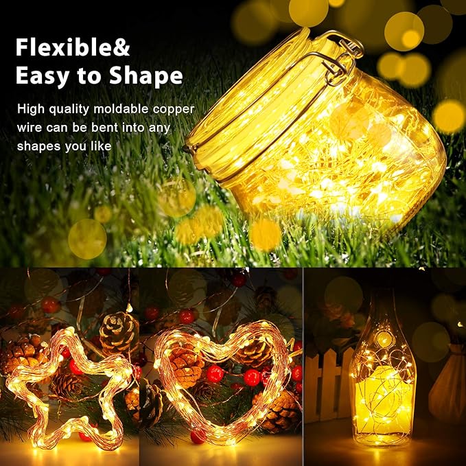USB LED Fairy String Light, 1 Pack Copper Wire Fairy Lights for Indoor, Bedroom Festival Christmas Wedding Party Patio Decorative Window with USB Interface (33ft./10M,Warm White)