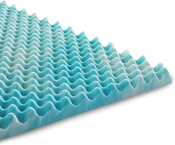 Linenspa 3 Inch Convoluted Gel Swirl Memory Foam Mattress Topper - Promotes Airflow - Relieves Pressure Points - Queen