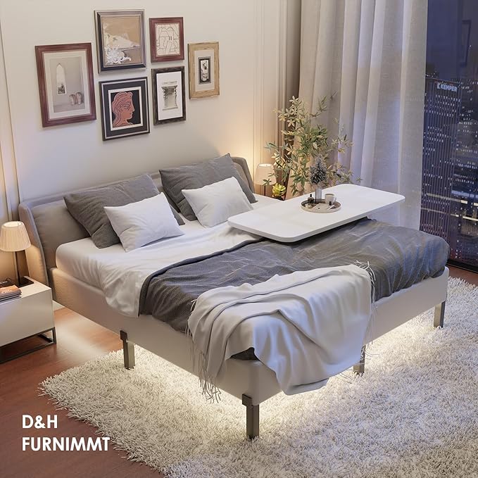 D&H FURNIMMT 7 Inch King Size Box Spring, Heavy Duty Metal Box Spring Bed Base with Fabric Cover, Mattress Foundation, Easy Assembly, Noise Free（King）