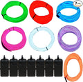 7 Pack 9ft Neon Light El Wire w/Battery Pack (Green, Blue, Red, Orange, Purple, White, Pink)