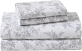 Laura Ashley - Flannel Sheets Twin Size, Anti-Pilling & Wrinkle Resistant Cotton, Touchably Soft for All-Season Comfort - Bed Sheets with Matching Pillowcase & Fitted Sheet (Vanessa Grey)