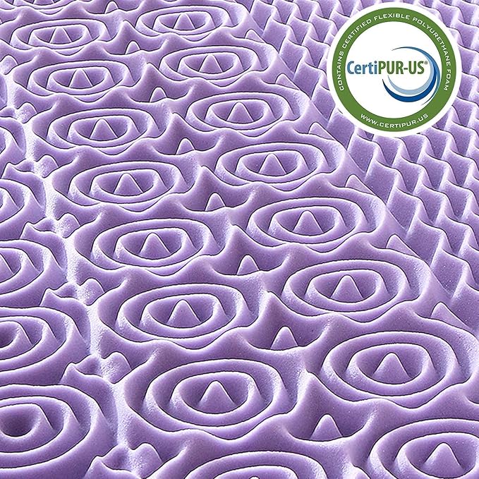 MUXHOMO 3 Inch King Size Mattress Topper, 7-Zone Gel Infused Mattress Topper, Egg Crate Foam Mattress, Lavender Cooling Gel Infused Bed Pad, CertiPUR-US Certified (76"×80", Lavender)