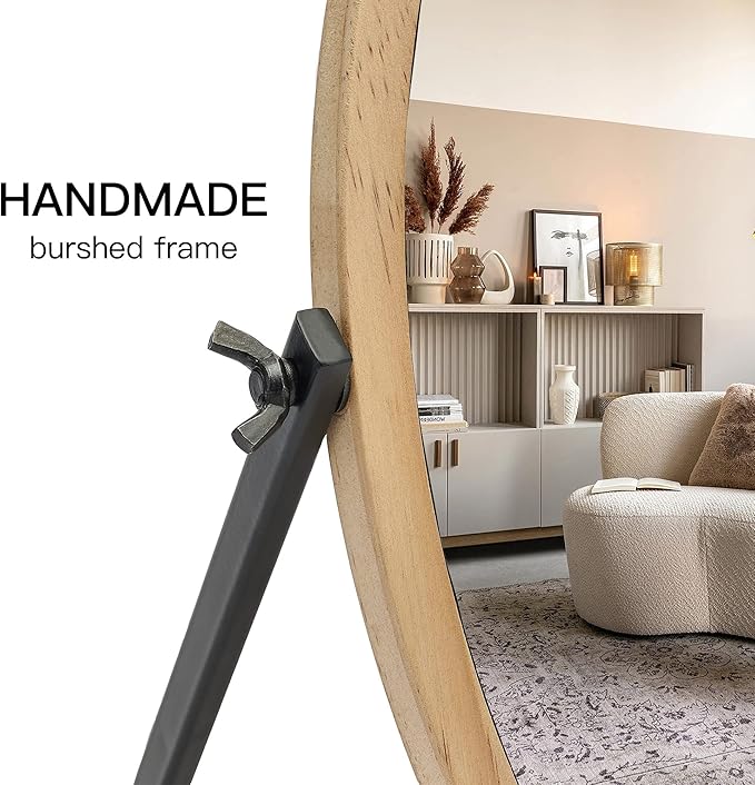 Vanity Makeup Table Mirror - Desk Mirrors 360 Adjustable Rotation,Wood Framed Small Standing Mirror for Bedroom,Tabletop,Office,Antique,Dresser,Countertop 11.8'' x 7.8''