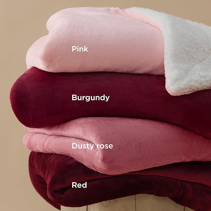 Bedsure GentleSoft Sherpa Fleece Throw Blanket for Couch - Thick and Warm, Soft Fuzzy Plush Throw Blanket for Winter, Dusty Rose, 50x60 Inches