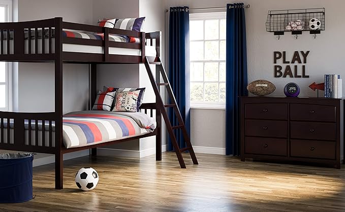 Storkcraft Caribou Bunk Bed Twin Over Twin Bunk Bed (Espresso) - GREENGUARD Gold Certified, Twin Bunk Beds for Kids, Converts to 2 Individual Twin Beds, Bunk Beds for Kids