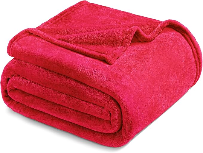 Exclusivo Mezcla Fleece Blanket Twin Size for Bed, Super Soft and Warm, All Season Use, Cozy, Plush, Lightweight, 60x80 Inches Red