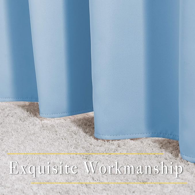 NICETOWN Blue Curtains 96 inches Long, Grommet Thermal Insulated Blackout Curtains Privacy Window Treatments for Boys Room/Living Room, W46 x L96, 2 Panels