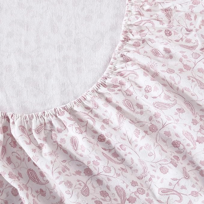 Laura Ashley - Flannel Sheets Queen Size, Anti-Pilling & Wrinkle Resistant Cotton, Touchably Soft for All-Season Comfort - Bed Sheets with Matching Pillowcases & Fitted Sheet (Paisley Prance Pink)