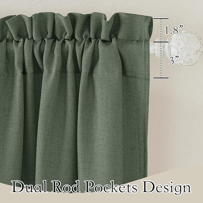 RYB HOME Spring Curtains for Living Room, Light Filtering Privacy Protection Linen Sheer Curtains for Sliding Glass Door, W 52 x L 90 inches, Hunter Green, 2 Panels Set