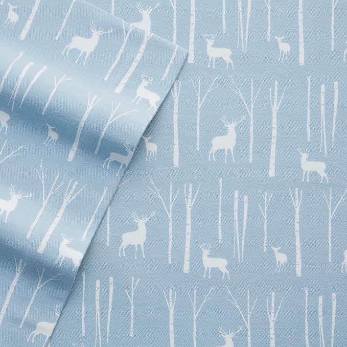 Eddie Bauer - Queen Sheets, Cotton Flannel Bedding Set, Brushed For Extra Softness, Cozy Home Decor (Birch Forest, Queen)