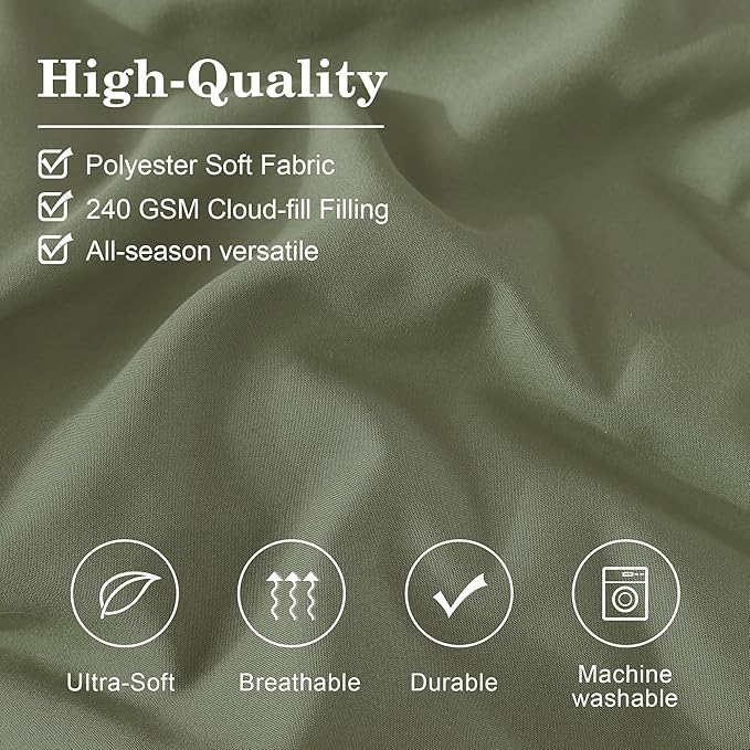 Monbix King Size Comforter Set - 7 Pieces Bed in a Bag King, Light Sage Green Bedding Sets with Comforter, All Seasons Down Alternative Comforter Bed Set with Sheets, Pillowcases & Shams