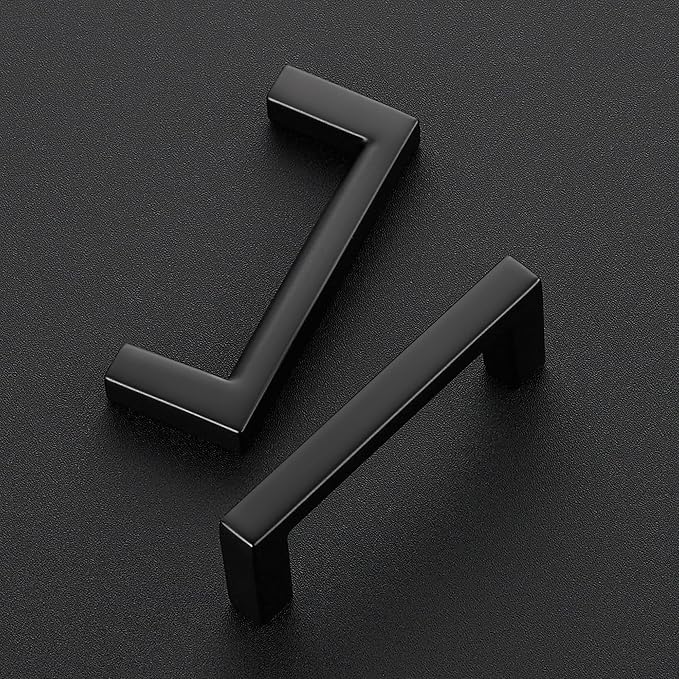 Ravinte 10 Pack Matte Black Cabinet Pulls, 2-1/2 Inch (64mm) Hole Center Slim Kitchen Handles, Square Drawer Pulls for Cabinets & Cupboards, Hardware