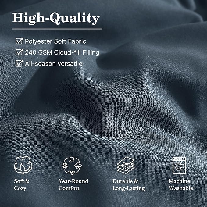 Monbix King Size Comforter Set - 7 Pieces Bed in a Bag King, Blue Gray Bedding Sets with Comforter, All Seasons Comforter Bed Set with Sheets, Pillowcases & Shams