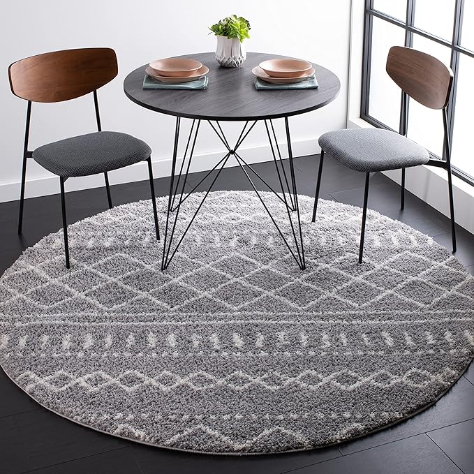 SAFAVIEH Arizona Shag Collection Area Rug - 6' x 8' Oval, Grey & Ivory, Non-Shedding & Easy Cleaning, Plush Thick Pile, Ideal for Living Room, Bedroom, Dining Space (ASG741G)